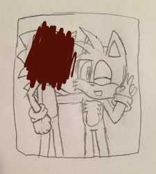 Size: 1024x1140 | Tagged: safe, artist:yuriharu567, miles "tails" prower, sonic the hedgehog, 2020, duo, looking at viewer, smile, v sign, wink