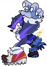 Size: 1197x1676 | Tagged: safe, artist:_sachi310_, 2024, arm up, simple background, solo, sonic the werehog, standing, were form, werehog, white background
