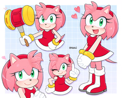 Size: 1527x1229 | Tagged: safe, artist:4622j, amy rose, piko piko hammer