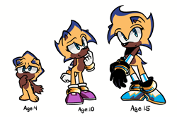 Size: 2048x1362 | Tagged: safe, artist:mstormcloud, oc, oc:gold the hedgehog, hedgehog, 2024, age progression, child, fankid, female, magical gay spawn, oc only, parent:shadow, parent:sonic, parents:sonadow, solo, teenager, toddler