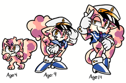 Size: 2048x1362 | Tagged: safe, artist:mstormcloud, oc, oc:anchor the cat, cat, 2024, age progression, child, clothes, cute, fankid, looking at viewer, magical lesbian spawn, oc only, parent:amy, parent:blaze, parents:blazamy, sailor outfit, simple background, smile, solo, teenager, toddler, tongue out, white background