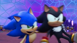 Size: 1920x1080 | Tagged: safe, shadow the hedgehog, sonic the hedgehog, 3d, duo, faic, great moments in animation, out of context, robot, screenshot, smear frame, sonic prime s3