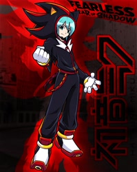 Size: 2929x3685 | Tagged: safe, artist:realshadowfan01, shadow the hedgehog, 2024, cosplay, hatsune miku, solo, standing, vocaloid
