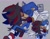 Size: 2048x1609 | Tagged: safe, artist:akkorokamuic, shadow the hedgehog, sonic the hedgehog, hedgehog, 2024, against wall, dialogue, drooling, duality, duo, english text, eyes closed, gay, grey background, kiss, kiss on lips, making out, male, one eye closed, saliva, shadow x sonic, shipping, signature, simple background, smile, speech bubble, text, tongue out, wagging tail