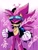 Size: 1536x2048 | Tagged: safe, artist:chiquito06120, scourge the hedgehog, super scourge, 2024, black sclera, clenched fists, electricity, looking offscreen, sharp teeth, smile, solo, super form
