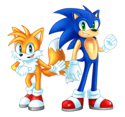 Size: 1280x1195 | Tagged: safe, artist:jazzerix, miles "tails" prower, sonic the hedgehog, 2019, looking at viewer, outline, simple background, smile, standing, transparent background