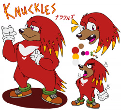 Size: 1280x1162 | Tagged: safe, artist:twenfoxy, knuckles the echidna, character name, japanese text