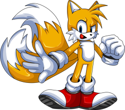 Size: 5406x4740 | Tagged: safe, artist:isabellaexpertartist, miles "tails" prower, 2023, clenched fist, looking at viewer, mouth open, simple background, smile, solo, standing, transparent background