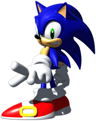 Size: 3199x4048 | Tagged: safe, artist:mago-dvx, sonic the hedgehog, sonic adventure, 2023, 3d, pointing, redraw, simple background, smile, solo, standing, transparent background