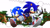 Size: 3840x2160 | Tagged: safe, artist:hunicrio, sonic the hedgehog, green hill zone, 2024, 3d, abstract background, classic sonic, duo, looking at viewer, redraw, running, smile, sonic generations