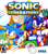 Size: 1600x1827 | Tagged: safe, artist:otop1_top1, artist:wrenchmaster4, sonic the hedgehog, green hill zone, 2020, abstract background, alternate version, blushing, box art, classic sonic, duo, e rating, esrb, grass, looking at viewer, loop, redraw, running, sega logo, self paradox, smile, sonic generations
