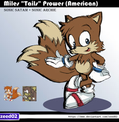 Size: 881x907 | Tagged: safe, artist:zeed_02, miles "tails" prower, adventures of sonic the hedgehog, 2024, character name, gradient background, looking at viewer, reference inset, sketch, smile, solo, sonic satam