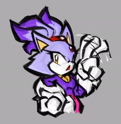 Size: 2010x2048 | Tagged: safe, artist:naptoku, blaze the cat, 2024, frown, grey background, hand on hip, looking at viewer, mouth open, simple background, solo, wagging finger