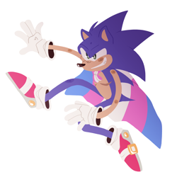Size: 2000x2000 | Tagged: safe, artist:sanitizarium, sonic the hedgehog, cape, looking ahead, looking offscreen, outline, pride, simple background, smile, solo, top surgery scars, trans male, trans pride, transgender, transparent background