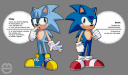 Size: 1280x753 | Tagged: safe, artist:ablugreen, nicky, sonic the hedgehog, modern style