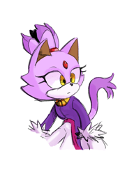 Size: 1000x1300 | Tagged: safe, artist:libelelle, blaze the cat, looking offscreen, simple background, solo, white background