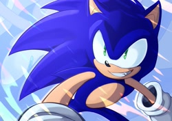 Size: 2048x1448 | Tagged: safe, artist:miitsubo, sonic the hedgehog, 2024, looking offscreen, smile, solo