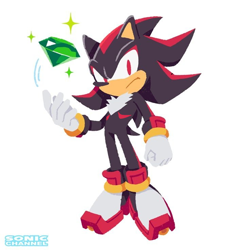 Size: 736x736 | Tagged: safe, editor:umtrem, shadow the hedgehog, 2024, chaos emerald, edit, solo, top surgery scars, trans male, transgender