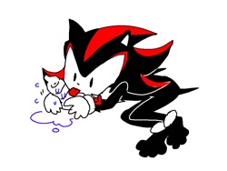 Size: 1070x804 | Tagged: safe, artist:gatioxd20, shadow the hedgehog, 2024, barefoot, bottle, cute, holding something, licking, shadowbetes, simple background, solo, tongue out, water, water bottle, white background