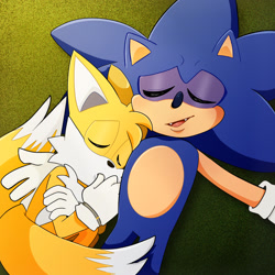 Size: 2048x2048 | Tagged: safe, artist:sonic-rider-art, miles "tails" prower, sonic the hedgehog, duo, sleeping