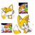Size: 1668x1668 | Tagged: safe, artist:fixstern star, miles "tails" prower, fox, sonic the hedgehog 2, 2021, :<, classic sonic (universe), classic tails, eyes closed, frown, looking at viewer, male, redraw, reference inset, simple background, smile, solo, tailabetes, white background