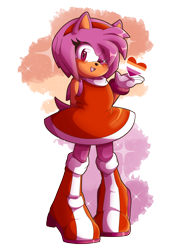 Size: 2088x3000 | Tagged: safe, artist:chaobucks, amy rose, 2022, amybetes, cute, heart, lesbian pride, looking at viewer, pride, simple background, smile, sparkles, standing, transparent background, wink