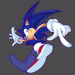Size: 2048x2048 | Tagged: safe, artist:infmilk, sonic the hedgehog, 2024, grey background, looking at viewer, posing, simple background, smile, solo