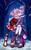 Size: 806x1280 | Tagged: safe, artist:lirachaos, amy rose, blaze the cat, 2022, alternate outfit, amy x blaze, blushing, blushing ears, clothes, duo, holding them, kiss on cheek, lesbian, outdoors, shipping, snow, snowing, standing, surprised, tree, wagging tail, winter outfit