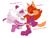 Size: 1789x1351 | Tagged: safe, artist:amipiyoart, artist:star-vanguard, oc, oc:kyara the wolf, oc:lily the cheetah, cheetah, wolf, duo, english text, eye clipping through hair, eyes closed, holding hands, kyara x lily, lesbian, lesbian pride, limited palette, oc x oc, pride, shipping, signature, simple background, smile, white background