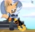Size: 2048x1890 | Tagged: safe, artist:buddyhyped, tangle the lemur, whisper the wolf, lemur, wolf, 2023, abstract background, clouds, cute, daytime, duo, eyes closed, female, grass, indoors, leaning on them, lesbian, outdoors, shipping, signature, sitting, smile, tangabetes, tangle x whisper, whispabetes