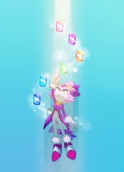 Size: 1152x1600 | Tagged: safe, artist:blazevoyager, blaze the cat, 2024, reaching up, sol emerald, solo, sparkles