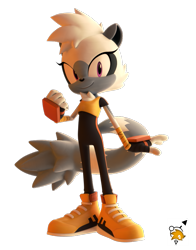 Size: 725x924 | Tagged: safe, artist:none_ofbusiness, tangle the lemur, 2020, 3d, clenched fist, looking at viewer, signature, simple background, smile, solo, standing, transparent background