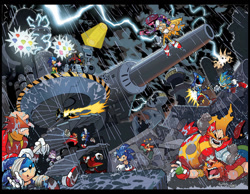 Size: 900x700 | Tagged: safe, artist:ben bates, artist:matt herms, blaze the cat, eggman nega, robotnik, scourge the hedgehog, shard the metal, sonic the hedgehog, super scourge, zonic the zone cop, captain whiskers, fleetway super sonic, super form