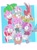Size: 895x1200 | Tagged: safe, artist:dorefatum, amy rose, rosy the rascal, rusty rose, hedgehog, amy's halterneck dress, blue background, boom style, classic amy, classic sonic (universe), dress, hammer, piko piko hammer, self paradox, sharp teeth, smile, tongue out, v sign