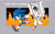 Size: 2560x1564 | Tagged: safe, artist:alexiscreed02, sonic the hedgehog, hedgehog, human, 2024, controller, duo, english text, featured image, fire, grey background, running, sega saturn, segata sanshiro, style emulation, treads, uekawa style, video game console