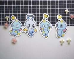 Size: 2500x2000 | Tagged: safe, artist:sainttufa, chao, 2023, group, hero chao, neutral chao, sitting, sticker