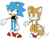 Size: 1069x827 | Tagged: safe, artist:twipsai, miles "tails" prower, sonic the hedgehog, 2024, binder, classic sonic, classic tails, duo, flat colors, frown, hand out, lidded eyes, looking at them, looking offscreen, simple background, standing, trans boy sonic, trans male, transgender, white background