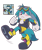 Size: 1740x2048 | Tagged: safe, artist:tullecake, kit the fennec, :<, blushing, clenched fists, clothes, cute, frown, goggles, kitabetes, looking offscreen, redraw, reference inset, simple background, solo, transparent background, walking