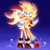 Size: 2000x2000 | Tagged: dead source, safe, artist:freys-dumpster-fire, shadow the hedgehog, sonic the hedgehog, super shadow, super sonic, 2024, blushing, duo, flying, frown, gay, gradient background, holding each other, holding hands, shadow x sonic, shipping, signature, smile, standing, star (sky), super form, sweatdrop
