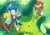 Size: 2150x1518 | Tagged: safe, artist:sen83490, knuckles the echidna, sonic the hedgehog, daytime, duo, flower, gay, holding something, knuxonic, leaf, looking at each other, outdoors, shipping, sitting, tree, walking