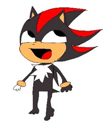 Size: 297x360 | Tagged: safe, artist:gatioxd20, shadow the hedgehog, 2024, awesome face, barefoot, meme, simple background, single glove, smile, solo, standing, white background