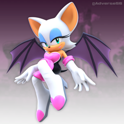 Size: 2078x2078 | Tagged: safe, artist:adverse56, rouge the bat, 2024, 3d, blender (medium), mid-air, solo