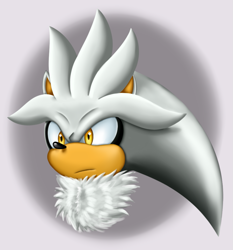 Size: 979x1050 | Tagged: safe, artist:fire-for-battle, silver the hedgehog, 2017, abstract background, chest fluff, frown, head only, lineless, looking offscreen, neck fluff, solo