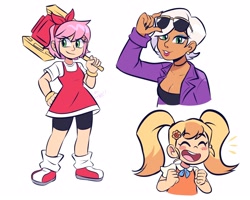 Size: 2500x2000 | Tagged: safe, artist:loulubally, amy rose, cream the rabbit, rouge the bat, human, humanized