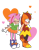Size: 2250x2864 | Tagged: safe, artist:stardust-kiiro, amy rose, trip the sungazer, sonic superstars, 2024, amy's schoolgirl outfit, blushing, classic amy, classic sonic (universe), clothes, duo, eyes closed, flat colors, heart, holding hands, lesbian, looking away, shipping, simple background, skirt, smile, standing, transparent background, tripamy, wagging tail, watermark