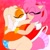 Size: 2048x2048 | Tagged: suggestive, artist:3barts, amy rose, cream the rabbit, hedgehog, rabbit, 2021, abstract background, amream, bootyfull amy, bootyfull cream, duo, eyes closed, female, flat colors, heart, holding each other, kiss, large butt, lesbian, outline, panties, shipping, sitting, upskirt