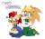 Size: 1680x1461 | Tagged: safe, artist:artsriszi, artist:risziarts, sonia acorn, oc, oc:alicia acorn, chipmunk, hedgehog, 25/30 years later, au:sonic world travel, blue power pattern, dress, earring, no power pattern, sisters, tiara, transparent background