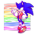 Size: 500x500 | Tagged: safe, artist:tobytots, sonic the hedgehog, hedgehog, alternate outfit, clothes, hand in pocket, jacket, lidded eyes, looking offscreen, male, outline, pointing, pride, semi-transparent background, signature, smile, solo, standing