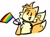 Size: 640x475 | Tagged: safe, artist:nulled-artique-blog, miles "tails" prower, cute, flag, flat colors, gay, gay pride, gay tails, holding something, mouth open, pride, pride flag, simple background, solo, tailabetes, white background