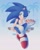 Size: 1404x1746 | Tagged: safe, artist:jazzmm15, sonic the hedgehog, hedgehog, green hill zone, 2024, abstract background, chili dog, food, gradient background, holding something, hot dog, looking offscreen, male, modern sonic, mouth open, palm tree, signature, sitting, solo, totem pole